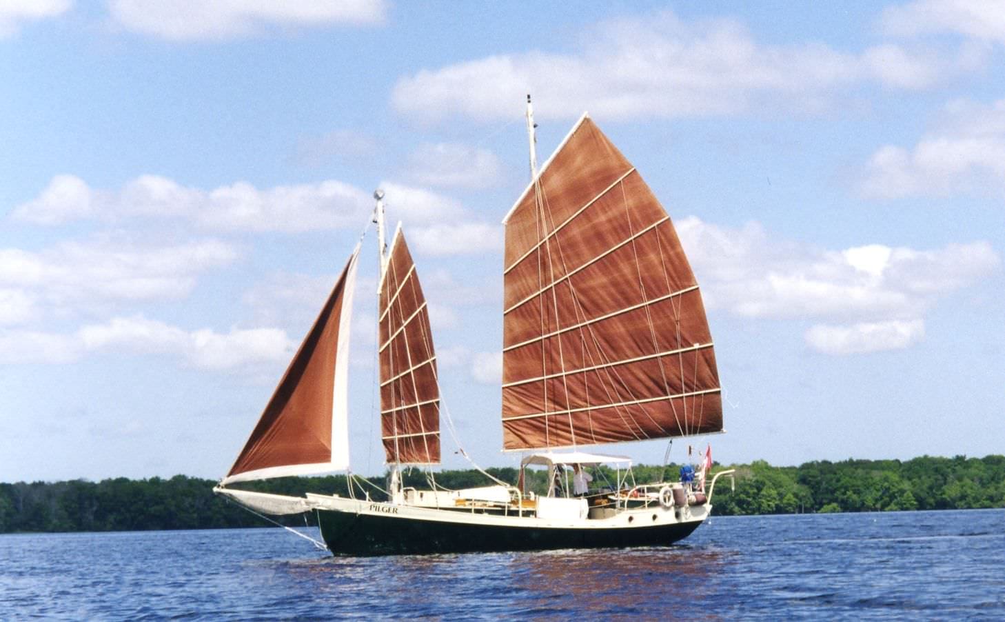 junk rigged sailboat